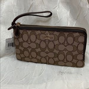 Coach Signature Double Zip Wristlet